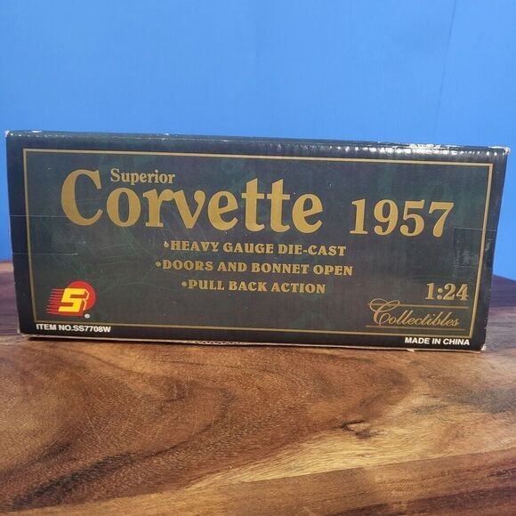 Sunnyside Superior 1957 Chevrolet Black / Red Corvette Model Car 1:24 DieCast - Picture 15 of 16